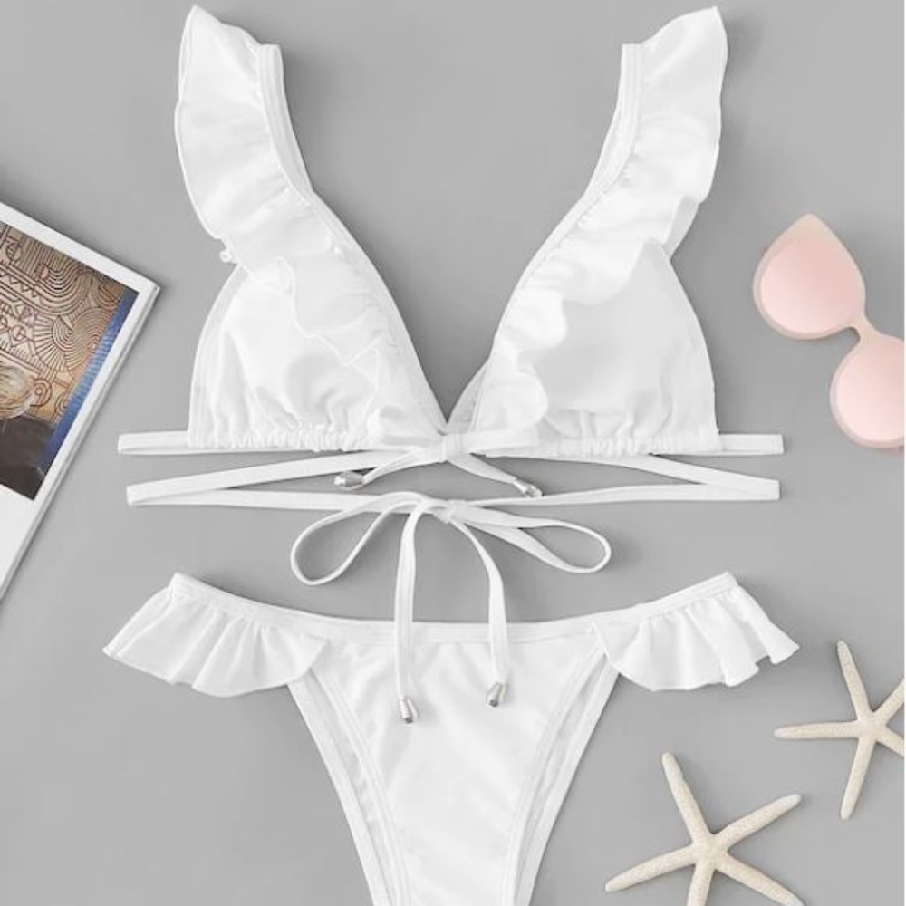 Ruffle Self Tie Bikini Set